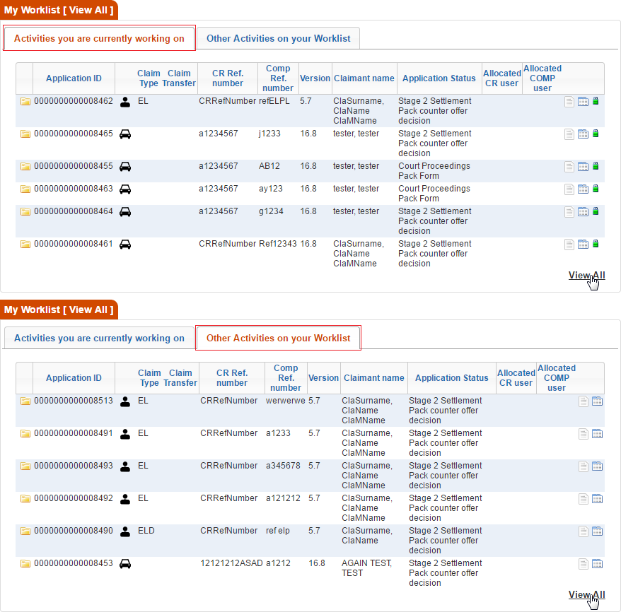 Claims, Dashboard, Worklist & Notifications