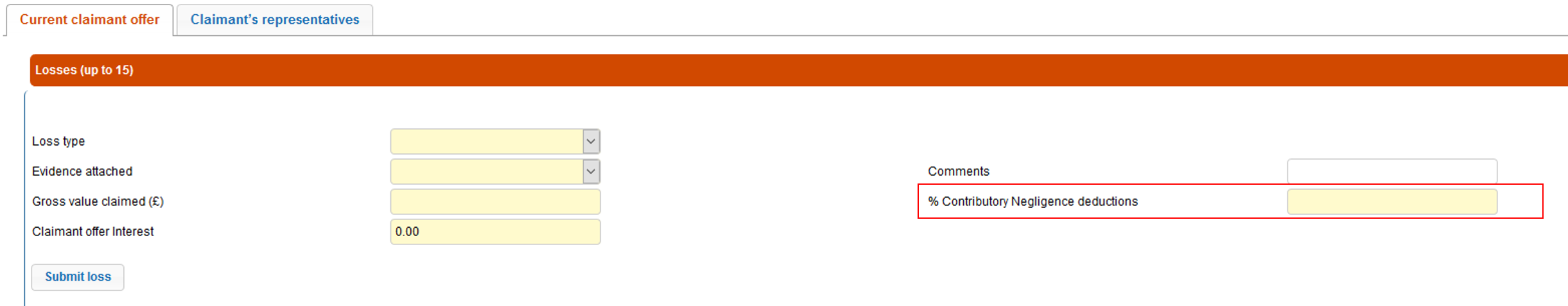 Losses selection