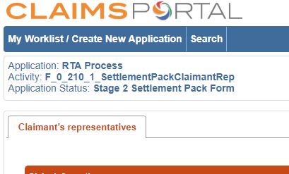 Claimant Representative details tab